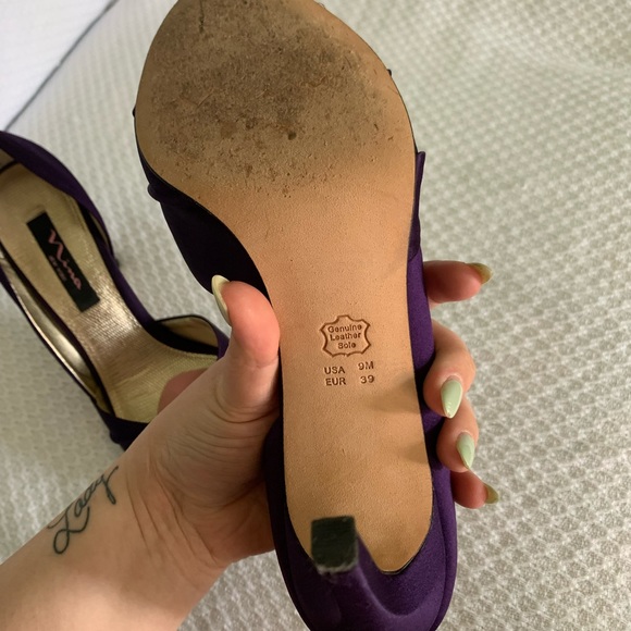 Purple Satin Open Toe Heels - Picture 7 of 12